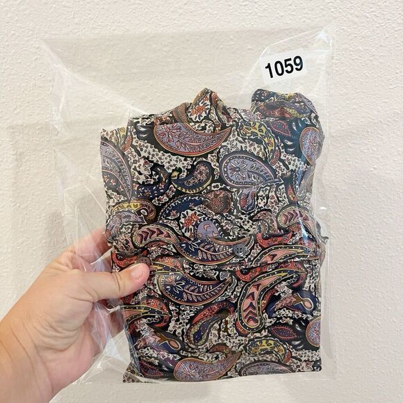 J Crew Liberty Of London Blouse Women Sz 2 Purple Paisley Art Deco Floral Office - Picture 12 of 12